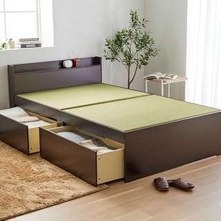 宮 引き出し付樹脂張り畳ベッドII ダークブラウン ハイタイプ シングル 組立品 top1-ds-2646970 [独自簡易包装]