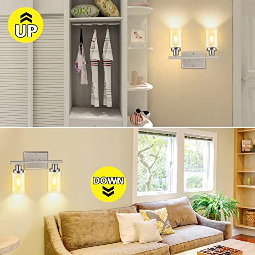 image for Ascher 2-Light Wall Sconces, Modern Vanity Light Fixture with Clear Gl