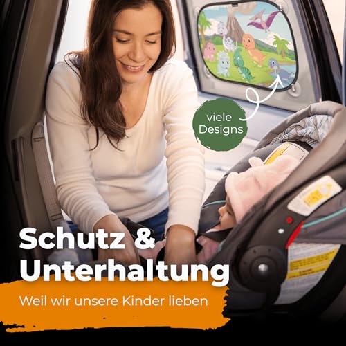 CARAMAZ Sonnenschutz Auto Baby mit UV Schutz, Reach Zertifiziert - Opti-Dark - GSM100+ inkl. Saugnapf - Verdunklung 51x31cm, 2 Stück