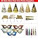 Fancy Land New Years Eve Party Supplies for 25 Guests 2026 75 Pcs NYE Party Supplies Gold Silver NYE Hats Glitter Tiaras Decorations Noise Makers Paper Masks Favors Kits