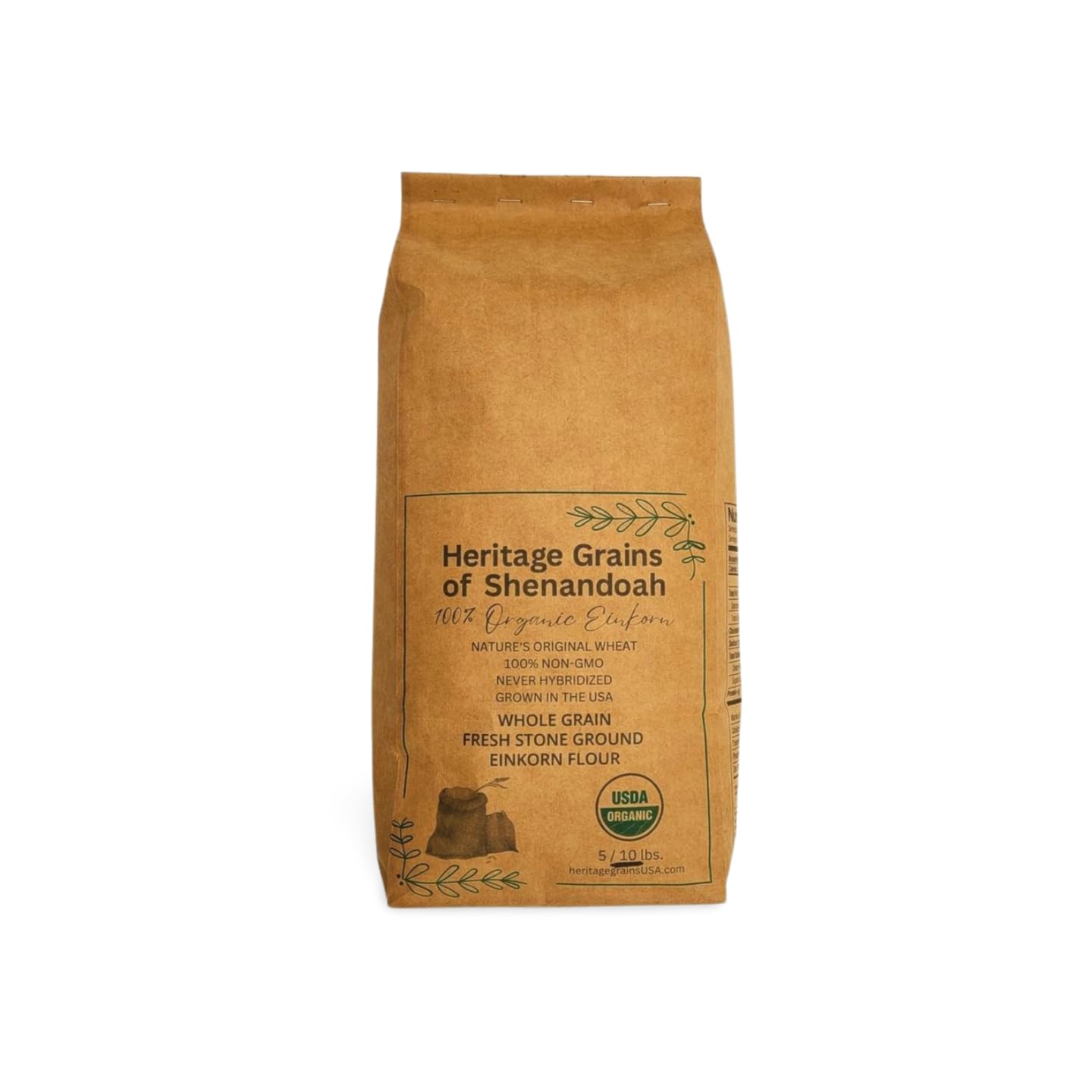 Organic Einkorn Whole Grain Farro Berries, USA Grown. Gluten Problems? Try Einkorn! Non-gmo. Original and Non-hybridized, Plastic-free Packaging (5 lb., Berries)