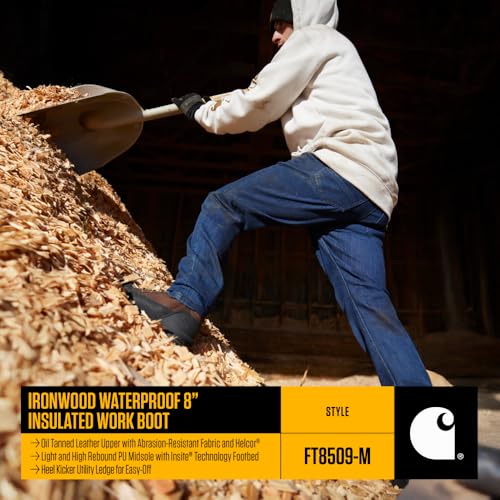 Carhartt Ironwood Waterproof Insulated Safety Toe Work Boots for Men - 8-inch Reinforced Leather and Carstrong Fabric, with Slip-Resistant Outsoles4