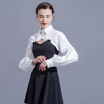 Fake Collar Long Lantern Sleeve Dickey With Flower Embroidery Lace Half Blouse False Collar Shirts