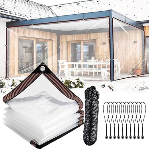 Clear PVC Tarp 100% Waterproof Heavy Duty Vinyl Tarpaulin 13x25 FT Double Cold Resistance with Metal Grommets & Reinforced Corners for Outdoor Use