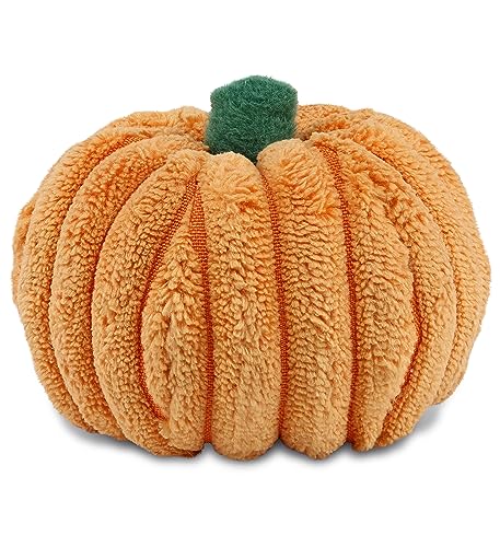 DolliBu Small Pumpkin Plush - Spooky Plush Pumpkin Toy for Teddy Bear Stuffed Animal, Cute Halloween Decor, Party Favor and Crafts, Thanksgiving Mini Pumpkin Plush Toy - 3 Inch