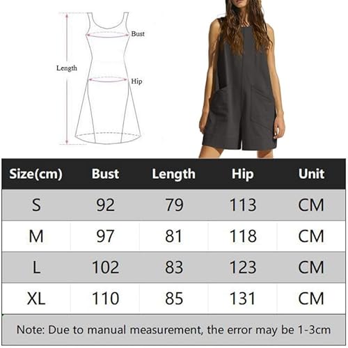 Haibang Womens Rompers Casual Sleeveless Shorts Jumpsuits Overalls Wide Leg Short Romper Crew Neck One Piece Loose Beach Dresses with Pockets Casual Summer Outfits Clothes - Image 6