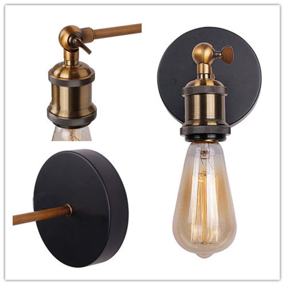 Industriale dell'annata Applique da Parete 2 Pezzi Regolabile Testa in rame Retro Wall Light con