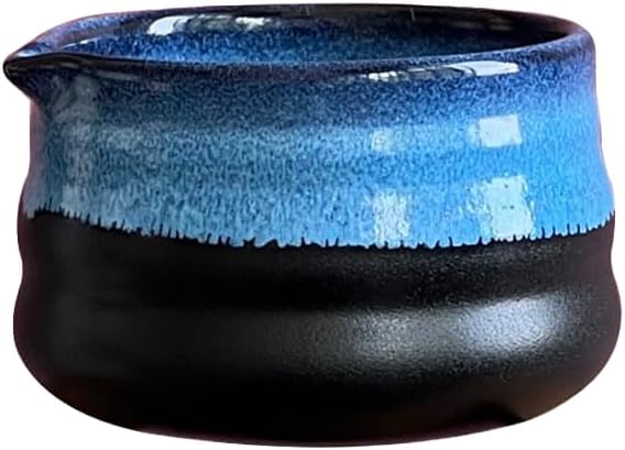 Handmade Ceramic Matcha Bowl – Artisan Pottery Chawan from Thailand, Unique Glazed Tea Bowl for Matcha Green Tea (Blooming Blue)
