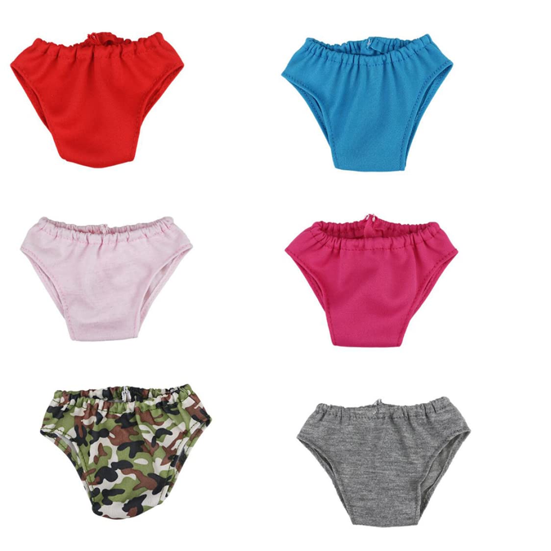 6Pcs Cute Mini Doll Underwear Set, Creative Briefs Bodyshorts Shorts for 18 Inch Doll Accessories Clothing
