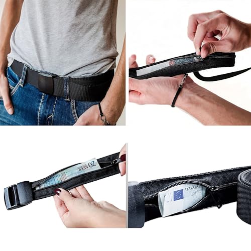 Image of Money Belt for Men Security Belt with Hidden Money Compartment Pocket, Cashsafe Anti-Theft Wallet Non-Metal Buckle