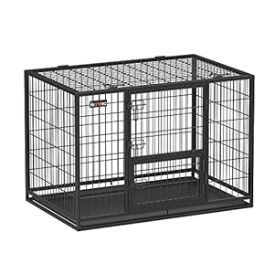 Feandrea Heavy-Duty Dog Crate, Metal Dog Kennel and Cage with Removable Tray, XL for Medium and Large Dogs, 42.1 x 27.6 x 29.5 Inches, Black UPPD001B01