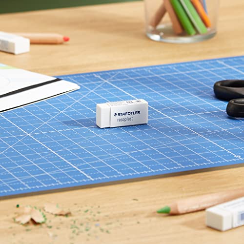 STAEDTLER 526 B3BK3D Radierer rasoplast phtalat- und latexfrei,, 19 x 13 x 43 mm, 3 Stück auf Blisterkarte, weiß
