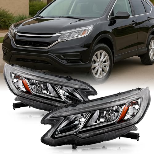 AKKON - Fits 2015-2016 Honda CR-V EX/EX-L/SE [Tube Bar] Chrome Headlights Pair Driver Left + Passenger Right w/LED DRL