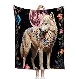 Gumntun Coperta Plaid Matrimoniale 180x200 Lupo Animale 3D, Microfibra Morbido Durevole e Caldo 3D Stampa Peluche, Soffice Coperta in Flanella per Il Tempo Libero Sedia_B4840