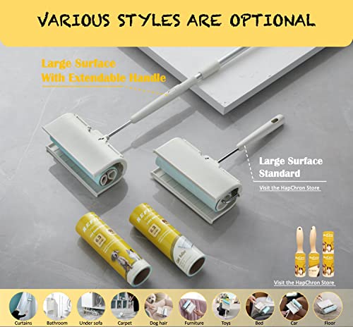Large Surface Lint Roller Extra Sticky With Extendable Long Handle Dust-Proof Cover 6.3'' Wider 480 Sheets/8 Refills, Long Handle Sticky Mop For Cleaning Furniture Carpet Floor Curtains And Pet Hair #TOP7