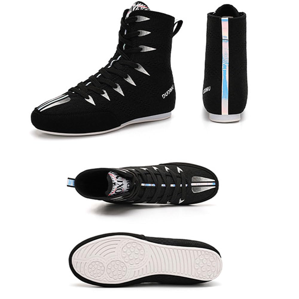 Zapatillas de Boxeo Unisex, Zapatos de Lucha Libre para Adultos Niños, Botines de Goma Antideslizante