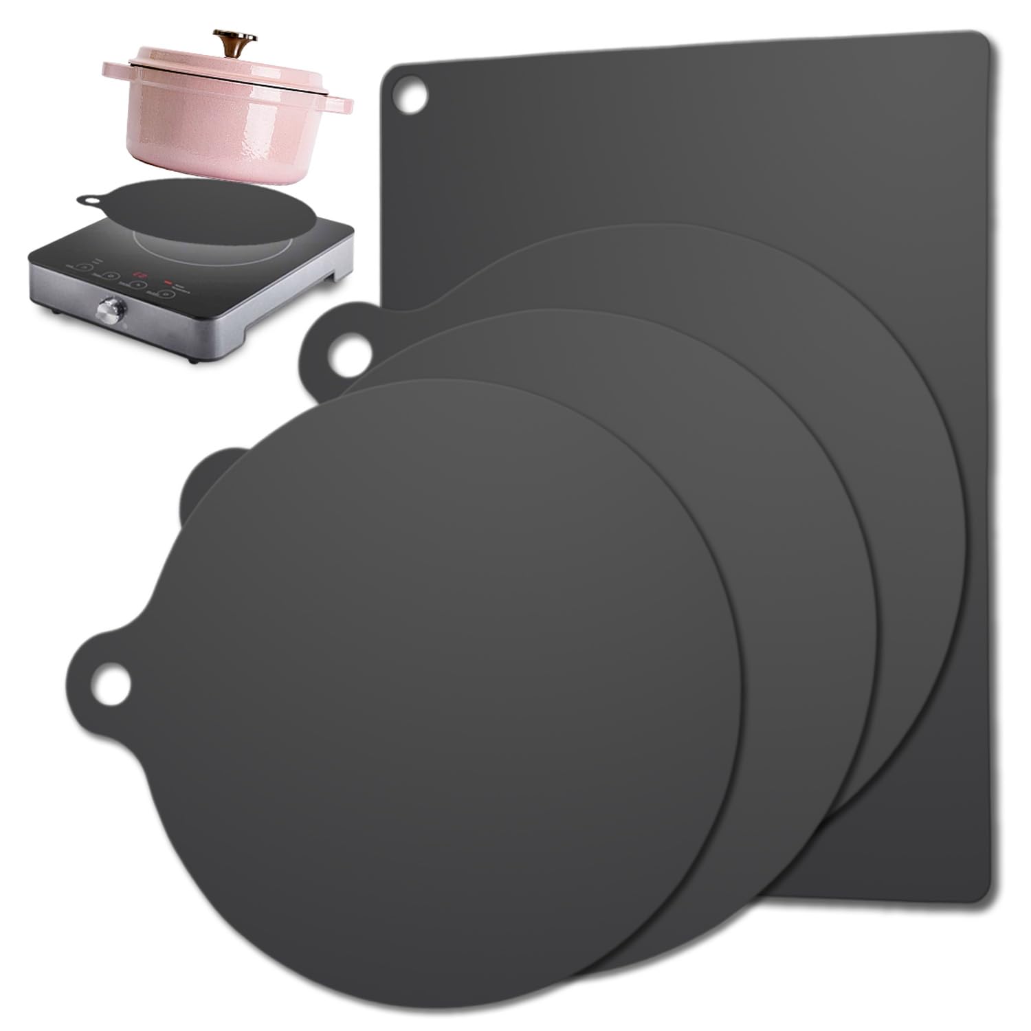 Protector Placa Induccion, 4 Piezas Alfombrillas Protectoras para Placas de Inducción, Alfombrillas Resistentes al Calor, Cubiertas para placa de inducción, Alfombrillas de Silicona Antideslizantes