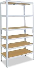shelfplaza® 230x90x45cm HOME Scaffale metallo per carichi pesanti bianco con 6 ripiani con 145kg capacità di carico/Scaffali in metallo per garage come scaffali per ripostiglio o officina