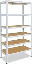 shelfplaza® 155x50x30cm Home Estantería metálica Blanca / Estanterias metalicas 6 baldas / Estanterías Fuertes Capacidad 145kg / Estanteria de pie Resistente Estante de Almacenamiento Garaje