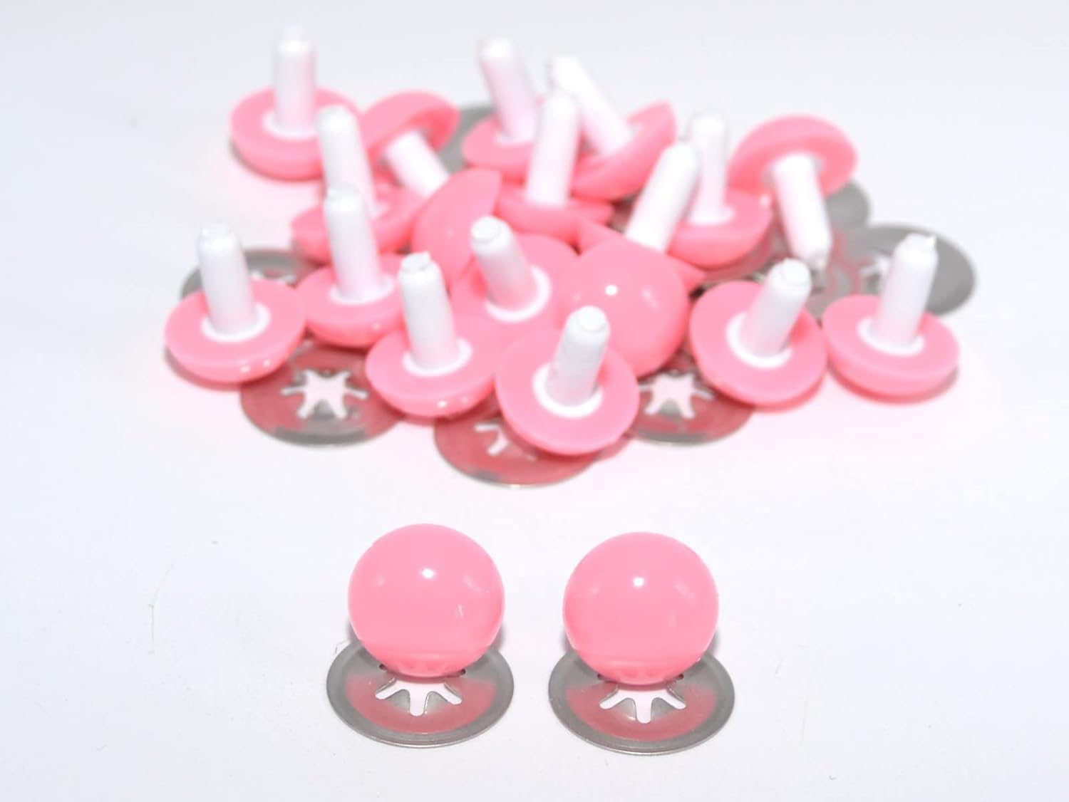 celloexpress 18mm Solid Pink Safety Eyes with Metal Backs for Teddy Bear/Animal Soft Toy Making - Pack of 10 Pairs โ image 1