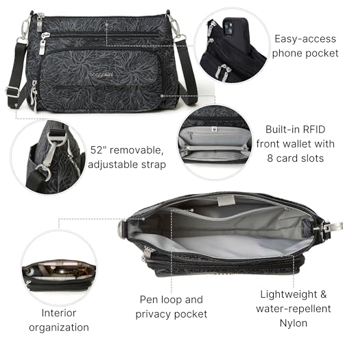 Image of Baggallini Original Everyday 11x7.5 Crossbody Bags Rfid Protected Lightweight Nylon Zippered Travel Purse