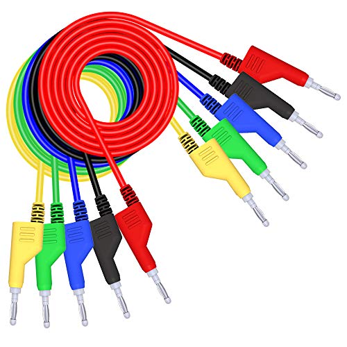 5PCS Stackable Banana to Banana Plug Test Leads Soft Electrical Test Cable Wire