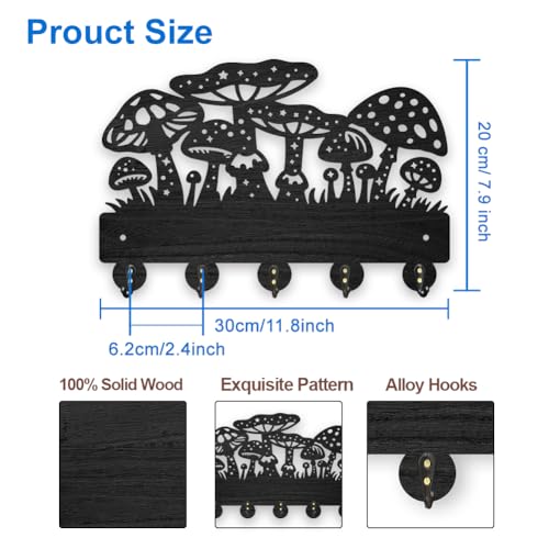 MAYJOYDIY Mushroom Wall Key Hook, 30x20cm, 5 Alloy Hooks - Image 2