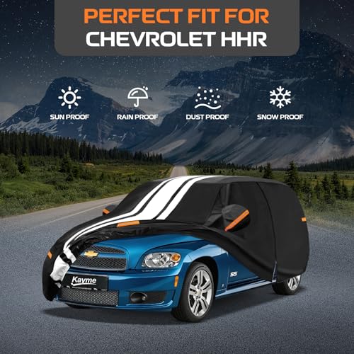 Image of Kayme Heavy Duty Car Cover for Chevrolet Chevy HHR (2005-2011) Waterproof | Gift with Tape /Towel /Bag, Outdoor Full Exterior Cover Rain Snow Sun UV Protection, Soft Cotton Inner Protect Vehicle Paint