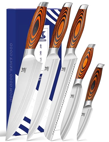 Image of MSY BIGSUNNY 5pcs Knife Set Kitchen Utensils Knife, German Stainless Steel Professional Chef Kitchen Knife Set