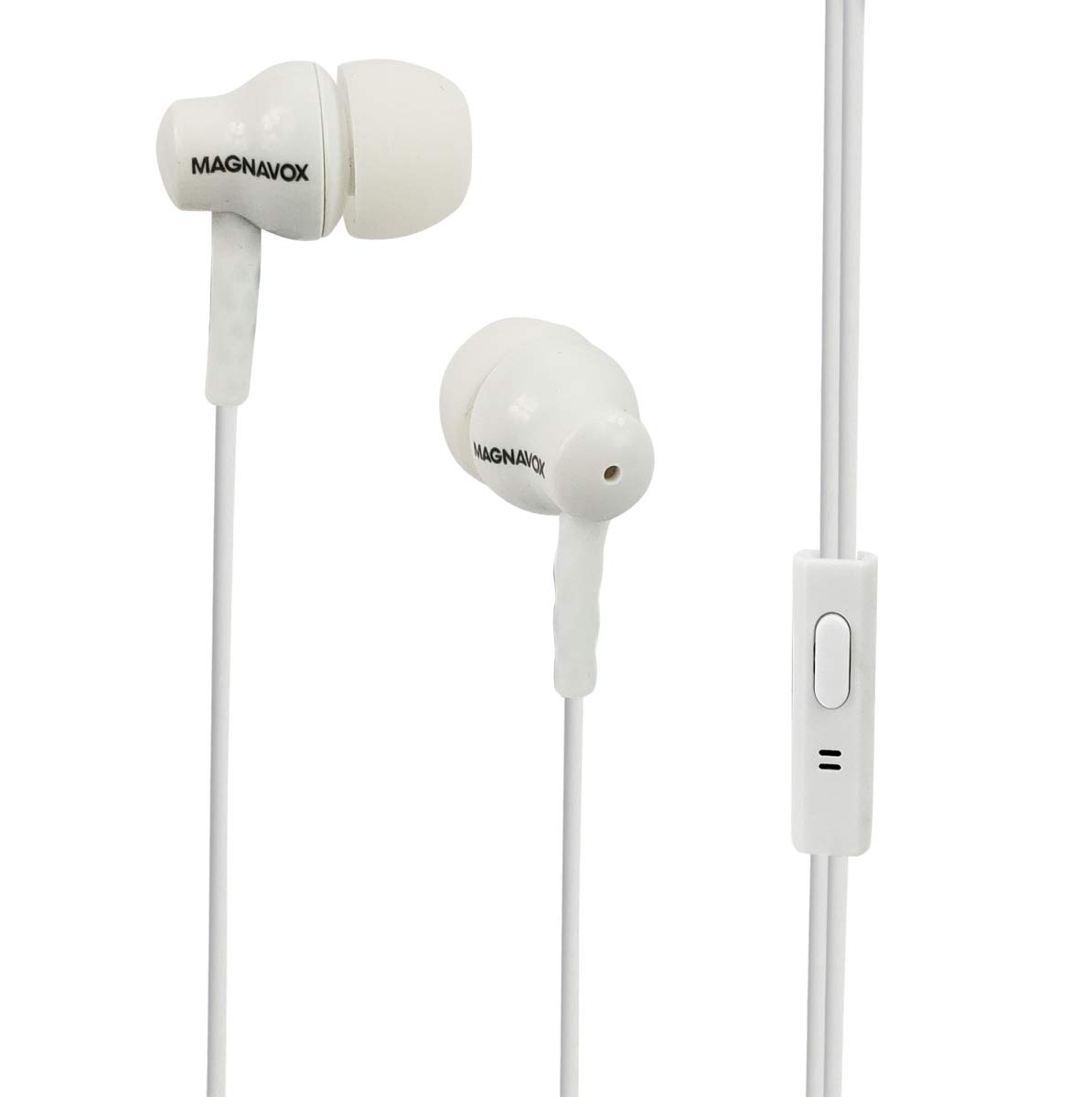 Magnavox MHP4851-WH Ear Buds with Microphone in White | Available in Pink, Black, & White | Ear Buds Wired with Microphone | Extra Value Comfort Stereo Earbuds Wired | Durable Rubberized Cable |