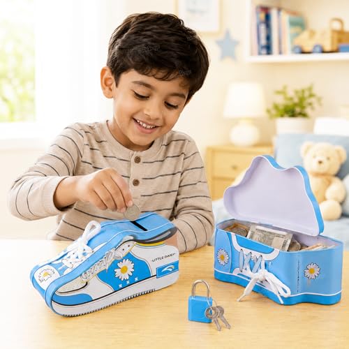 Image of Zest 4 Toyz Money Bank for Kids with Lock N Key Metal Piggy Bank Gullak Money Box Coin Bank Shoe Lace Activity Learning Toy Return Gifts