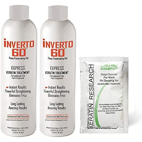 INVERTO 60 Advanced Gel Complex Brazilian Keratin Hair Blowout Treatment Formaldehyde Free Straightening Smoothing and Repairing Damaged Hair Keratin Research (Long Hair-240ml) Cover