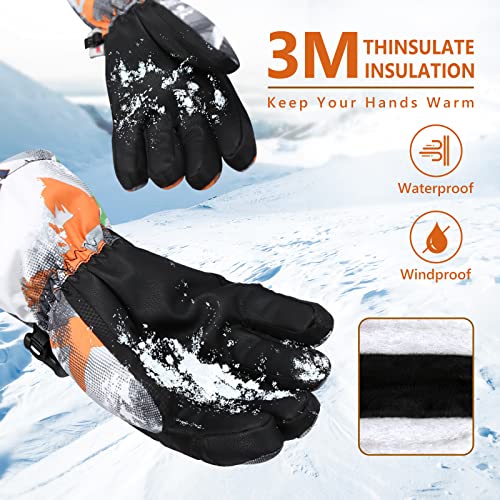 Image of Ski Gloves,Snow Gloves Waterproof Winter Warm Cold Weather Touchscreen Gloves for Parent& Child Kids Skiing,Snowboarding