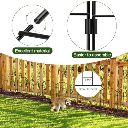 MOOTACO 25 Stück Gartenzaun, Metall Zaunelemente, Dekorativer Gartenzaun, Metallzaun, Zaun für Hunde (825CM(L) X 60CM(H))