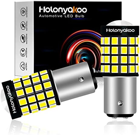 Holonyakoo 1157 LED Bulb 1157na 2057 2357a 7528 P21/5W BAY15D LED Bulbs for Brake Lights Switchback Turn Signal Lights Blinker Lights Back Up Reverse Lights DRL DC10-30V 6000K White (set of 2)