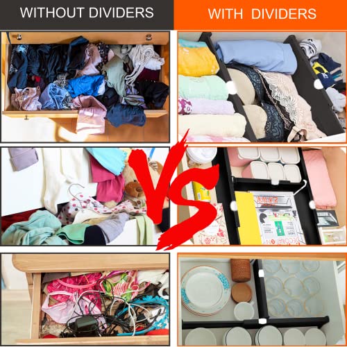 Kikilie Kitchen Drawer Divider, 3 Pack Adjustable Dividers For Clothes, Utensils - Expandable Dresser Divider 11-17 Inch, 4'' Tall Deep Organizers Drawers Separators, Black, Pack,11-17''Long #TOP1