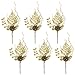 Valery Madelyn 6 Packs Rose Gold Glitter Christmas Picks with Artificial Pine Cone and Leaves for Christmas Flower Arrangements Wreaths and Holiday Decorations