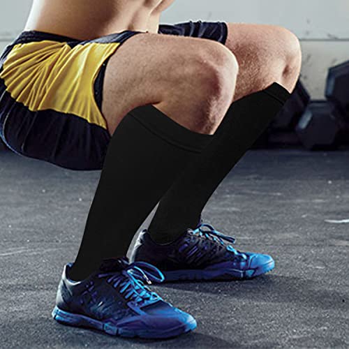 Image of 3 Pairs Plus Size Compression Socks Wide Calf Women Men Knee High 20-30 Mmhg Circulation for Swelling 2xl 3xl 4xl 5xl
