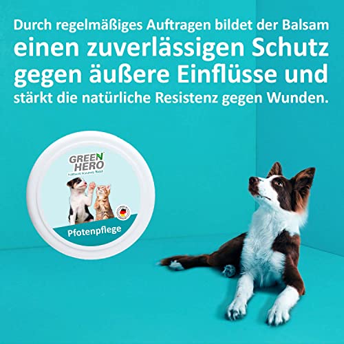 Green Hero Pfotenpflege für Hunde und Katze Pfotenbalsam mit Pfotenschutz in einem Produkt Pfotensalbe gegen Risse und Austrocknung mit Arnikaöl, Rapsöl, Lorbeerblatt öl 75 ml