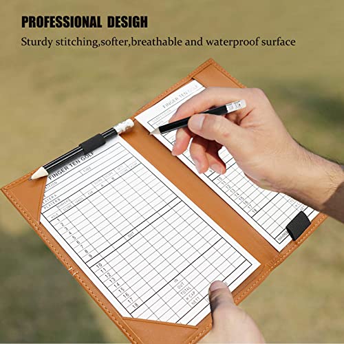 AXKAL Golf Scorecard Score Cards Holder Book Leather Four-leaf Clover Pattern Value Pack - Image 3