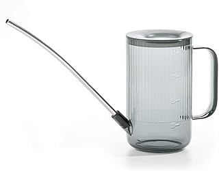 DR.UANG Watering Can for Indoor Plants with Long Spout Stainless Steel (Detachable) Small 1L/34oz Rainbow Plastic Small Watering Cans for Succulents/Airplants/Houseplants/Outdoor/Gardening (Grey)