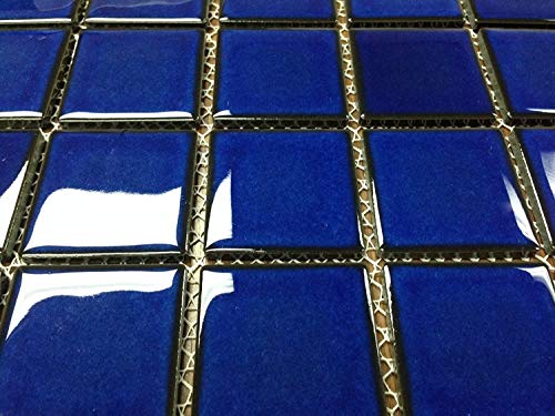 Tenedos Premium Quality 2" Cobalt Blue Square Pattern Porcelain Mosaic Tile (Not Peel And Stick Tile) For Kitchen Backsplash, Pool Tile, Bathroom Wall, Accent Wall((1 Sheet)) #TOP1
