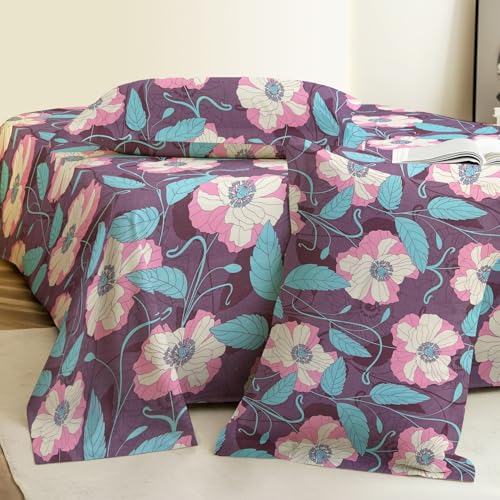 Image of Weave & Decor Super Soft 144 TC 90x90 inches Printed Cotton Double Bed Bedsheet with Two Pillow Covers