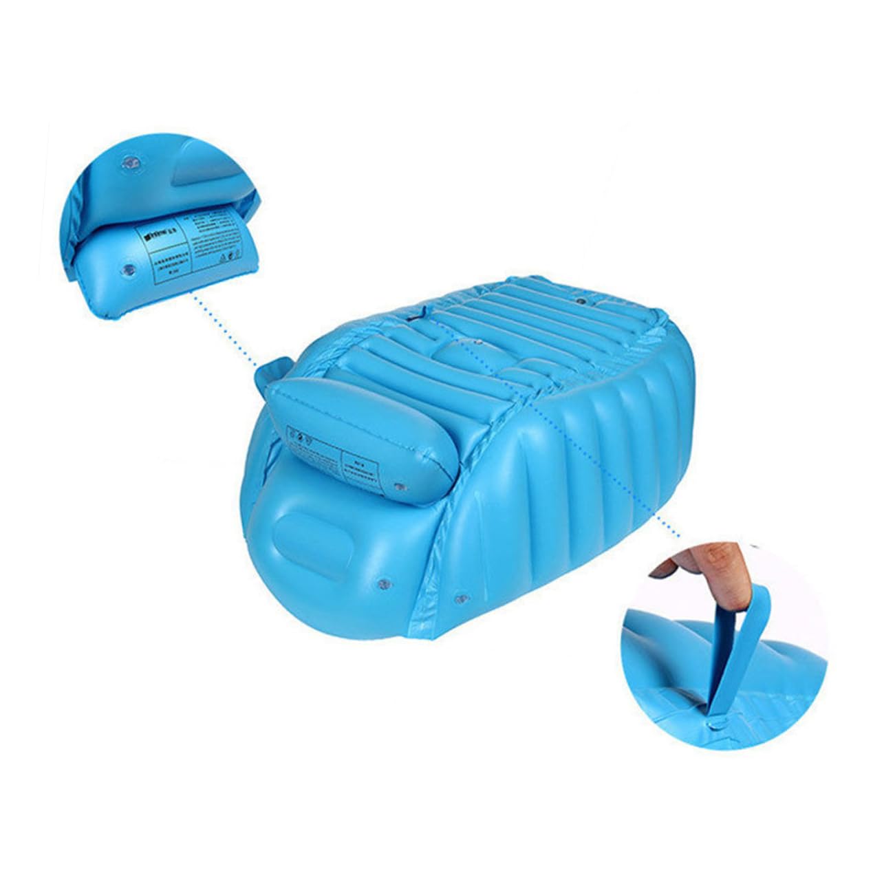 Bañera Inflable para Bebés Portátil, Plegable y Azul para Viaje