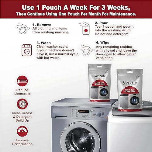 Image of LG Washing Machine Cleaner Descaler Powder Descaling Appliance Quick Drum Descale Deep Cleaning for Semi and Fully Automatic Front and Top Load Tub Clean Pouches 100g (4 oF pACKET)