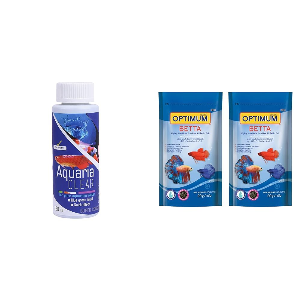 Foodie Puppies Aquatic Remedies Aquaria Clear - 120ml & Foodie Puppies Optimum Betta Fish Food (20 gm) (Pack of 2) with Free Key Ring