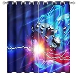 Colorful Cool Gamepad Blackout Curtain Abstract Modern Video Game Gamer Controller Lightning Design Grommet Window Thermal Insulating Decor for Bedroom Living Room Curtains 2 Panels 72" L x 31.5" W
