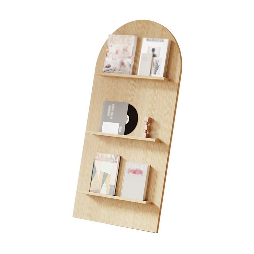 Ljhfg63kuyt Original Wood Newspaper Stand Newspaper Display Rack Floor Bookshelf Magazine Wall Brochure Storage Information Literature Rack