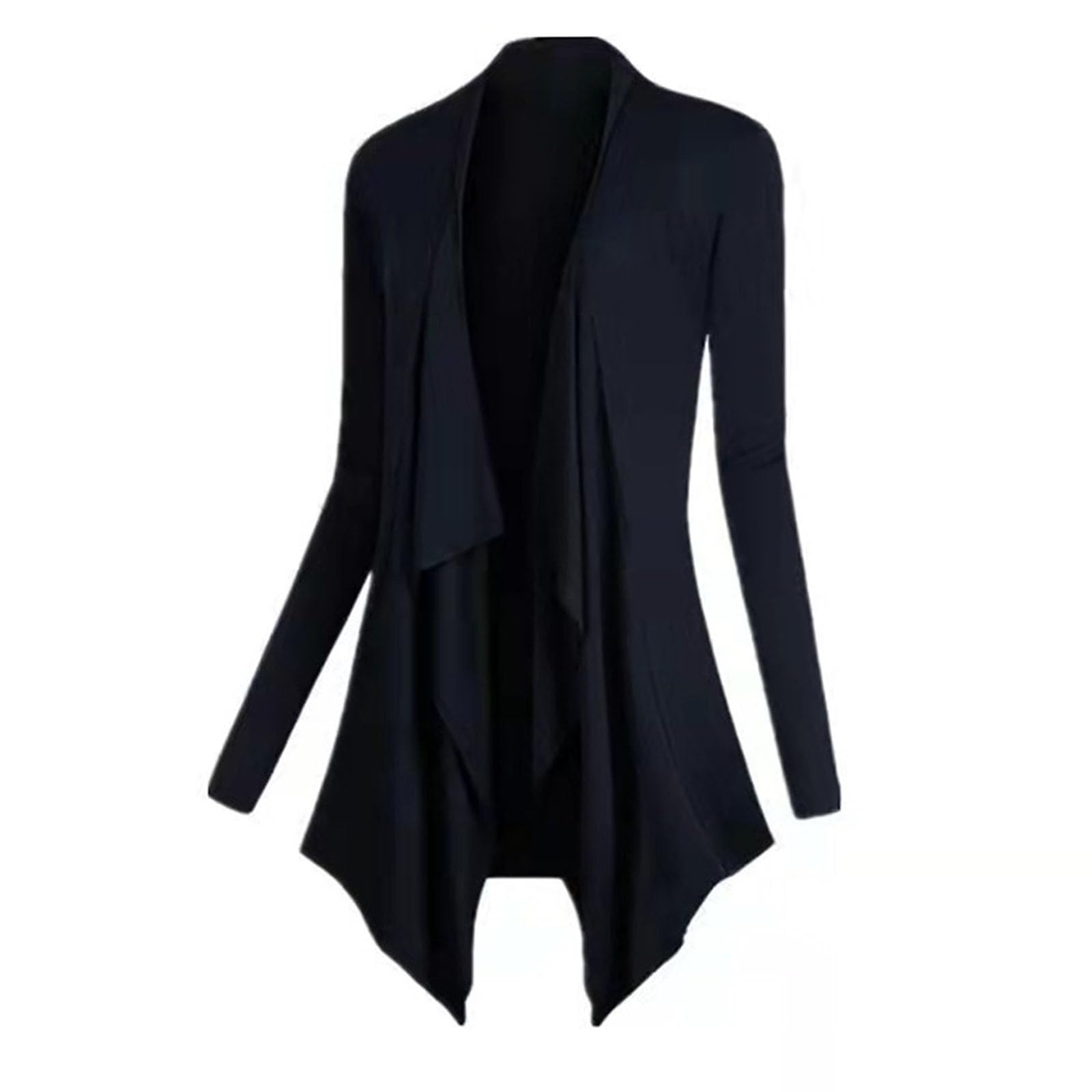 Generisch Cardigans largos para mujer Gasa Bolero Chaqueta Larga Cárdigan Slim Fit Otoño Chaqueta de entretiempo Casual Chaqueta de entretiempo de punto fino de color sólido cascada manga larga