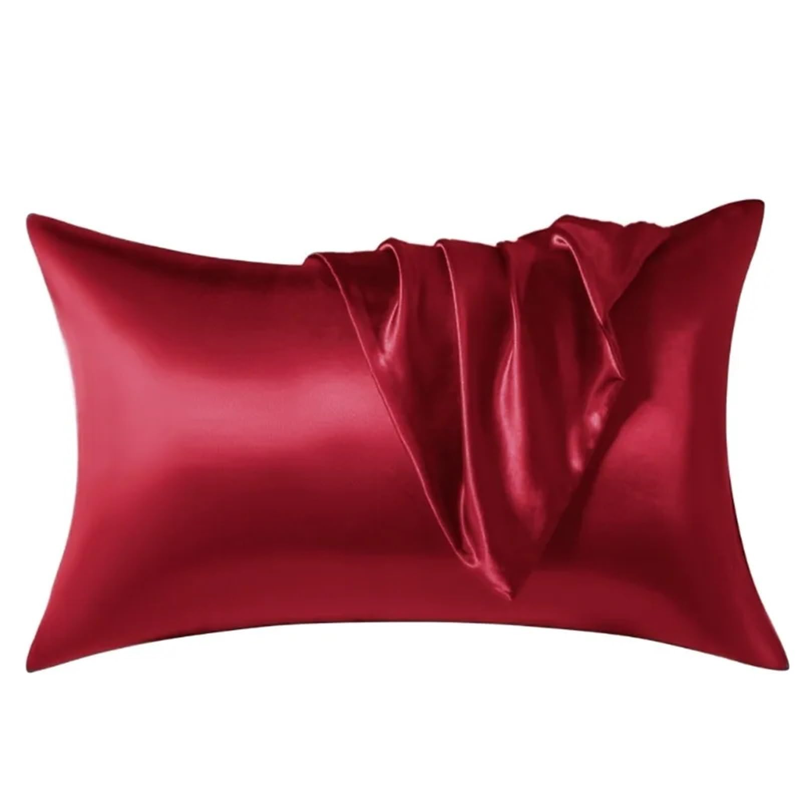 LYXYGMV Silk Pillow Case Real Protect Hair Skin Pillowcase Bedding Cases for Bedrooms(Red,51x66cm 1PC)